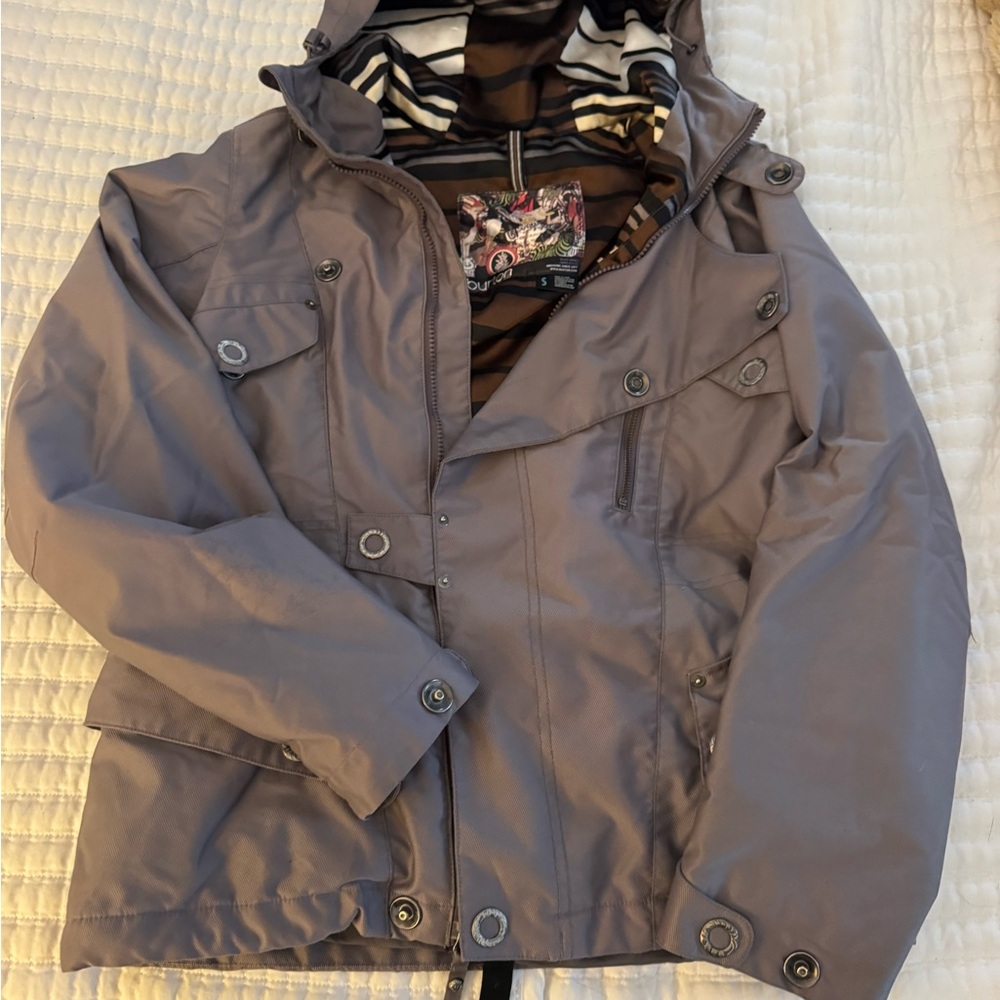 Burton Woman’s Gray Raincoat with Hood